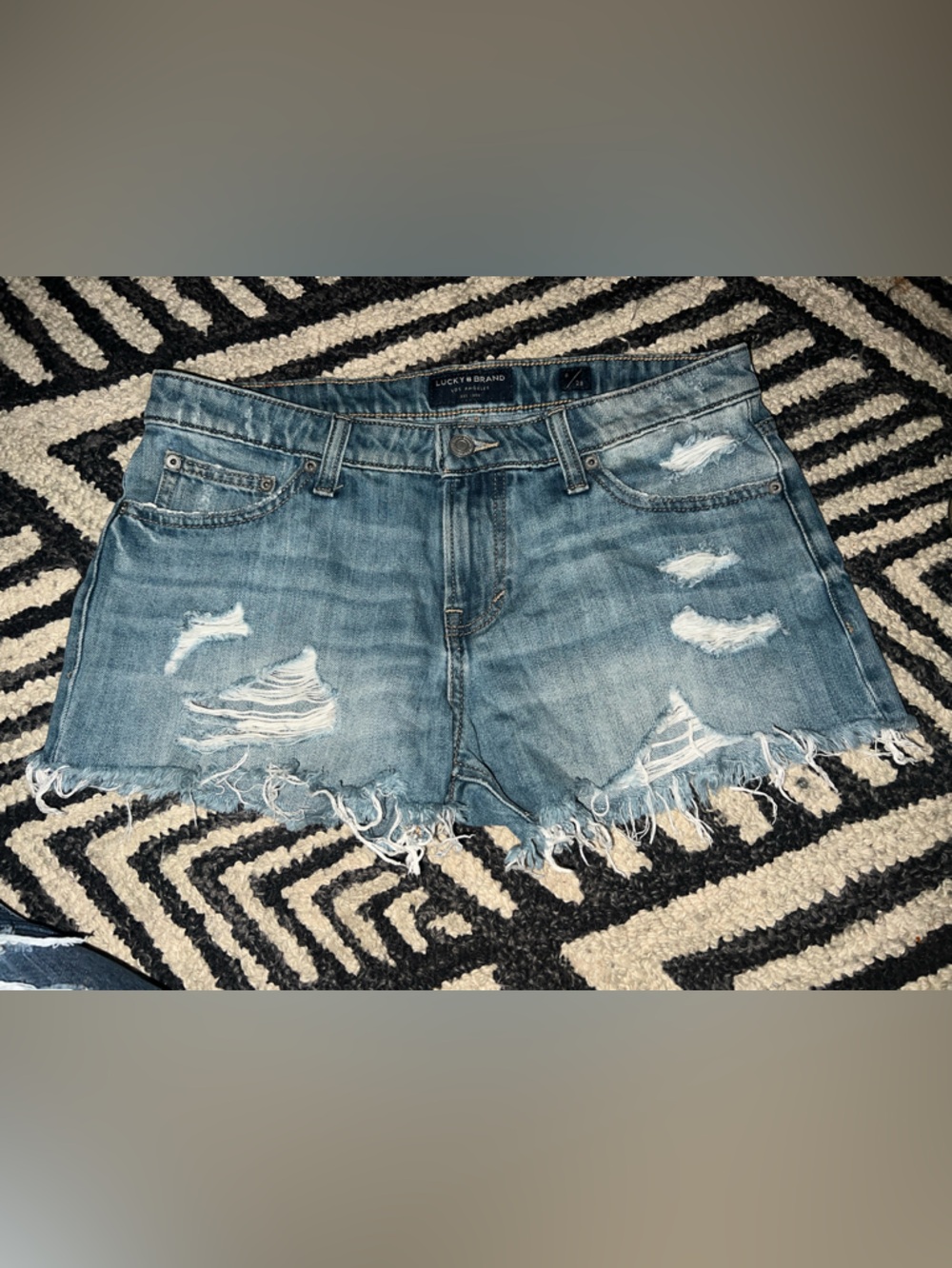 Lucky Brand Distressed Blue Denim Jean Shorts - Picture 2 of 4